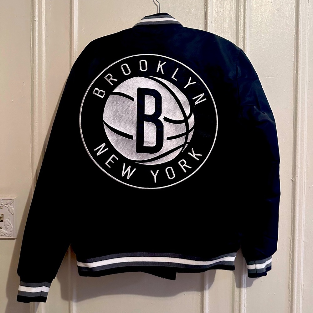 Brooklyn Nets Starter Black - The Diamond Classic Satin Full Snap  Jacket - NBA